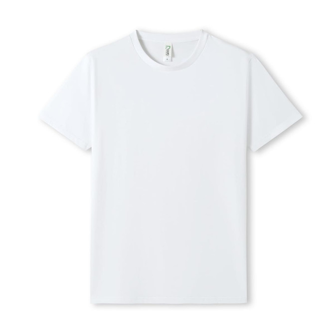 A white unisex Earth Care T-shirt with a simple design and a label inside.