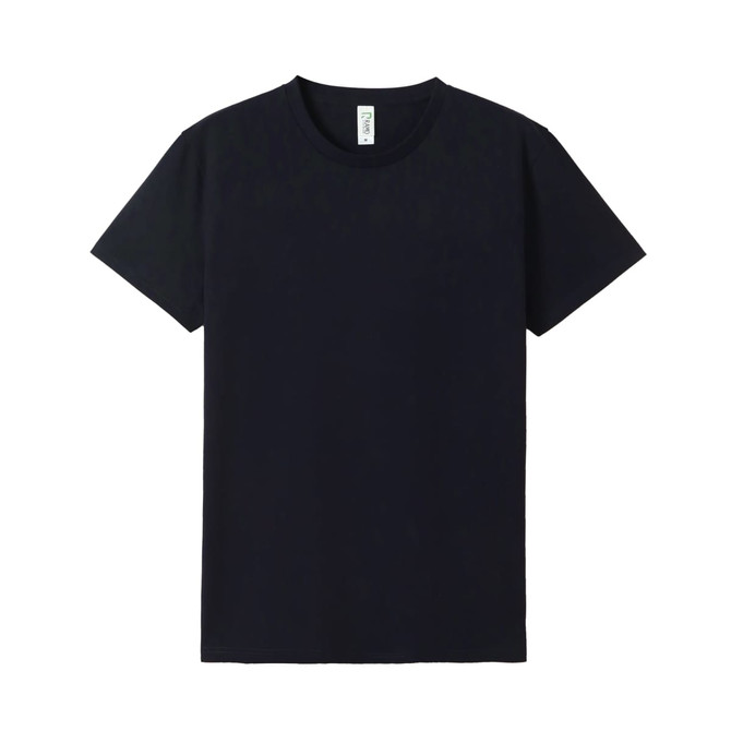 A black unisex Earth Care T-shirt with a round neckline and short sleeves. It features a logo on the label.