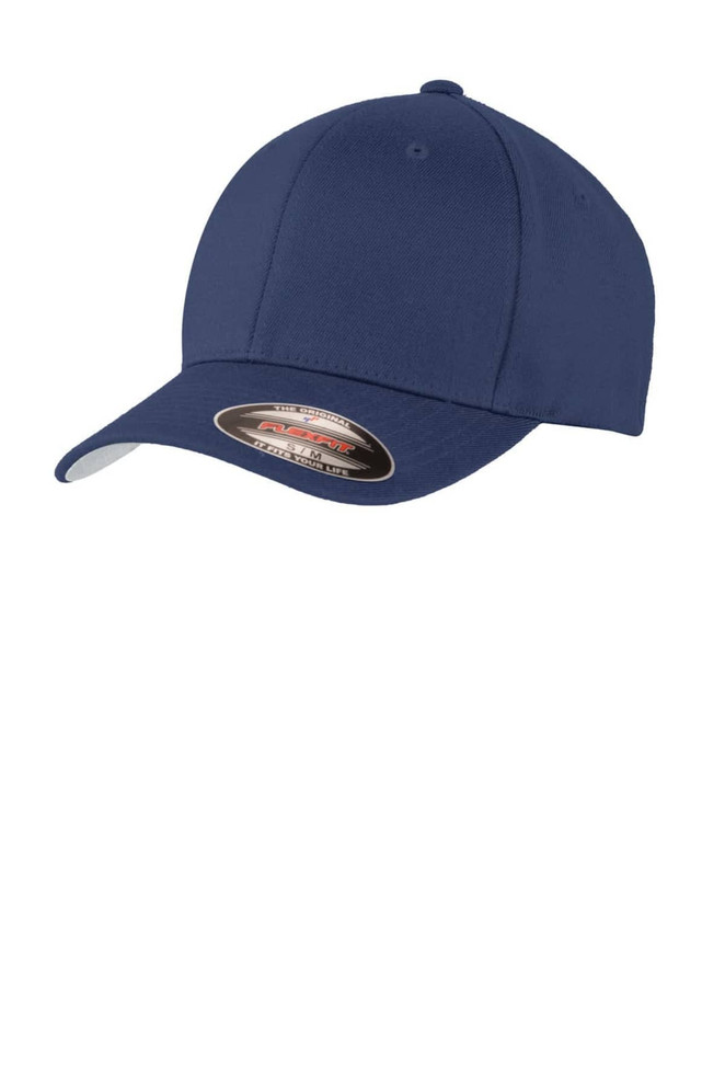A navy blue cap with a rounded crown and a curved brim. It features a logo on the side.