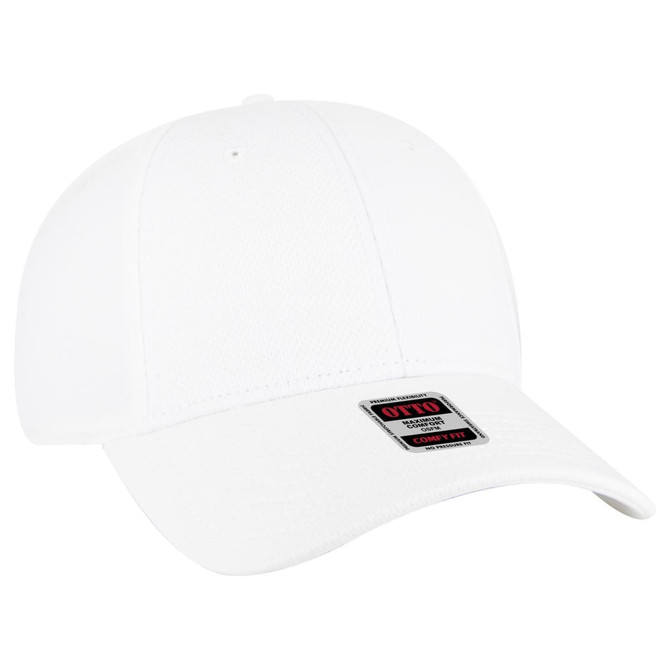 A white low profile baseball cap with a six-panel design and a logo on the front.