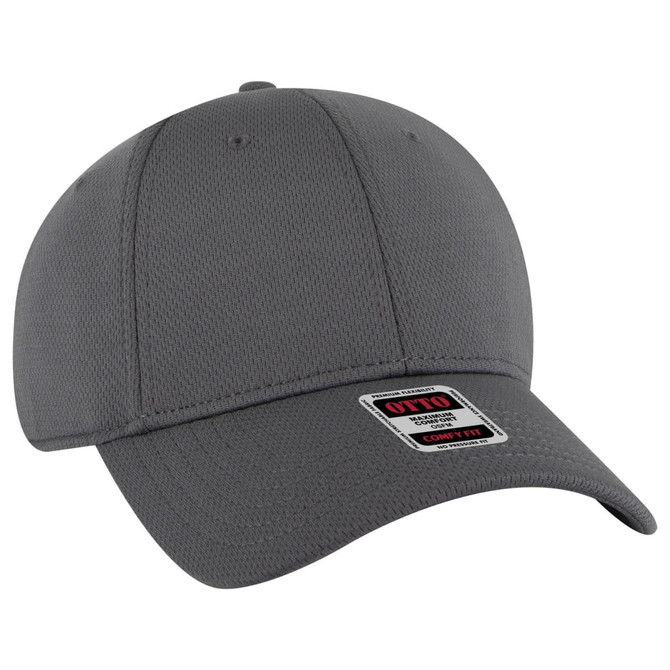 A grey six-panel low-profile baseball cap with a logo. It features a comfortable fit design.