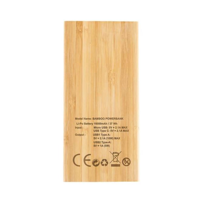 Mills Bamboo Power Bank - 10000 mAh
