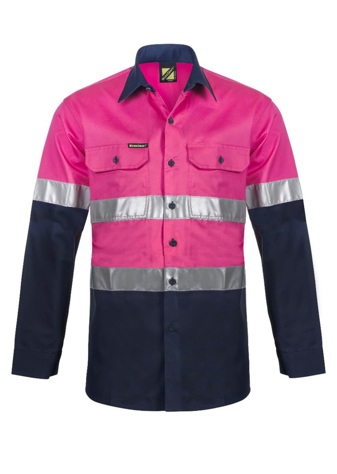 Lightweight Long Sleeve Vented Cotton Drill Reflective Shirt