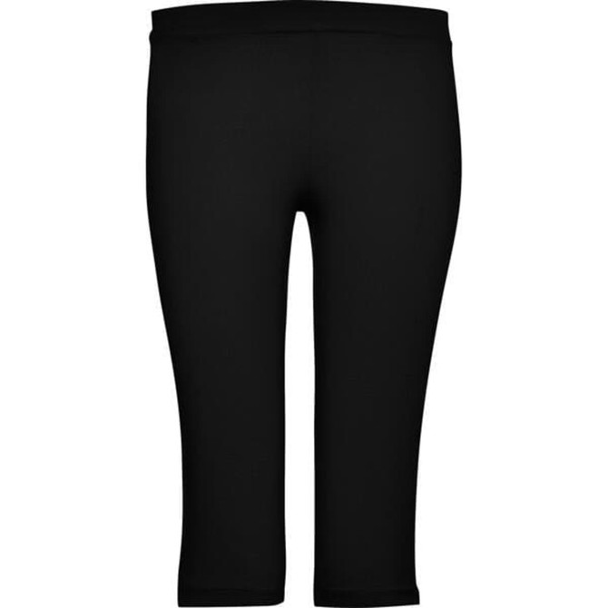 Mid-length leggings in black, featuring a simple design and an unbranded appearance.