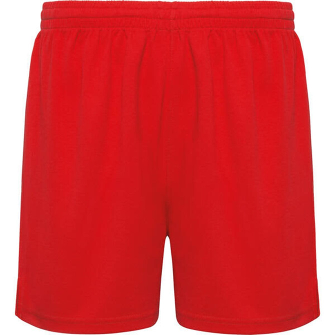 Red sports shorts featuring an elastic waistband and a simple design. Includes a logo at the waistband.
