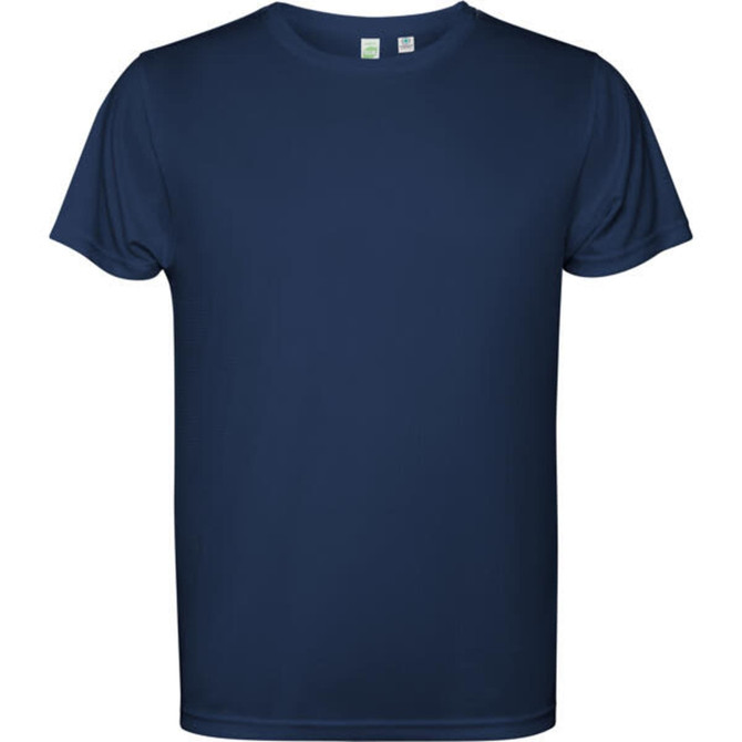 A navy blue Estoril T-shirt with a crew neck design, featuring a logo on the label.