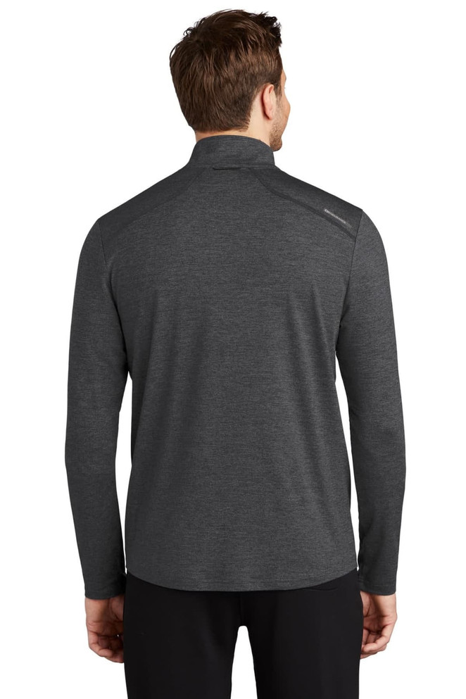 A grey 1/4-zip long-sleeve shirt from OGIO ENDURANCE, featuring a sleek design and a branding logo.