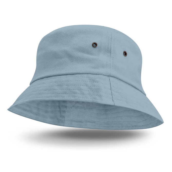 A light blue Bondi Bucket Hat with a wide brim and two ventilation holes on the sides.