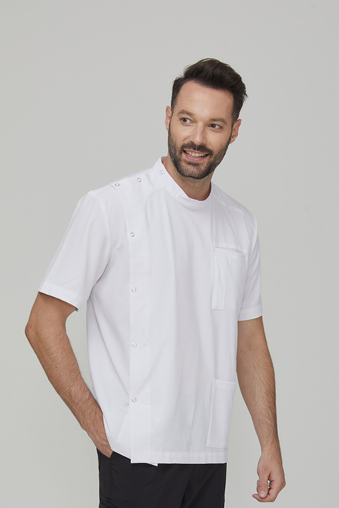 White Mens PHARMACY DENTAL TOP with pen pocket and additional pocket
