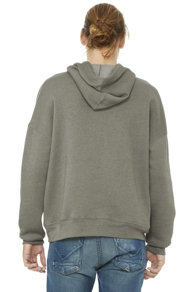 A unisex sponge fleece pullover hoodie in a grey colour, featuring a hood and a loose fit. Suitable for casual wear.