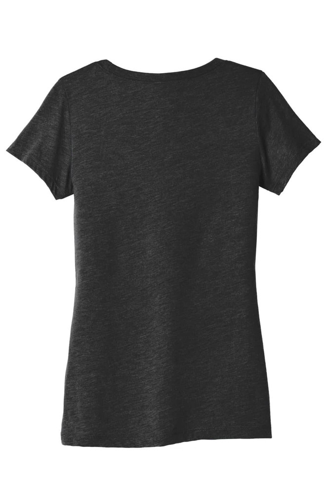 A women's triblend short sleeve tee in dark grey, featuring a simple and classic back design with no visible branding.