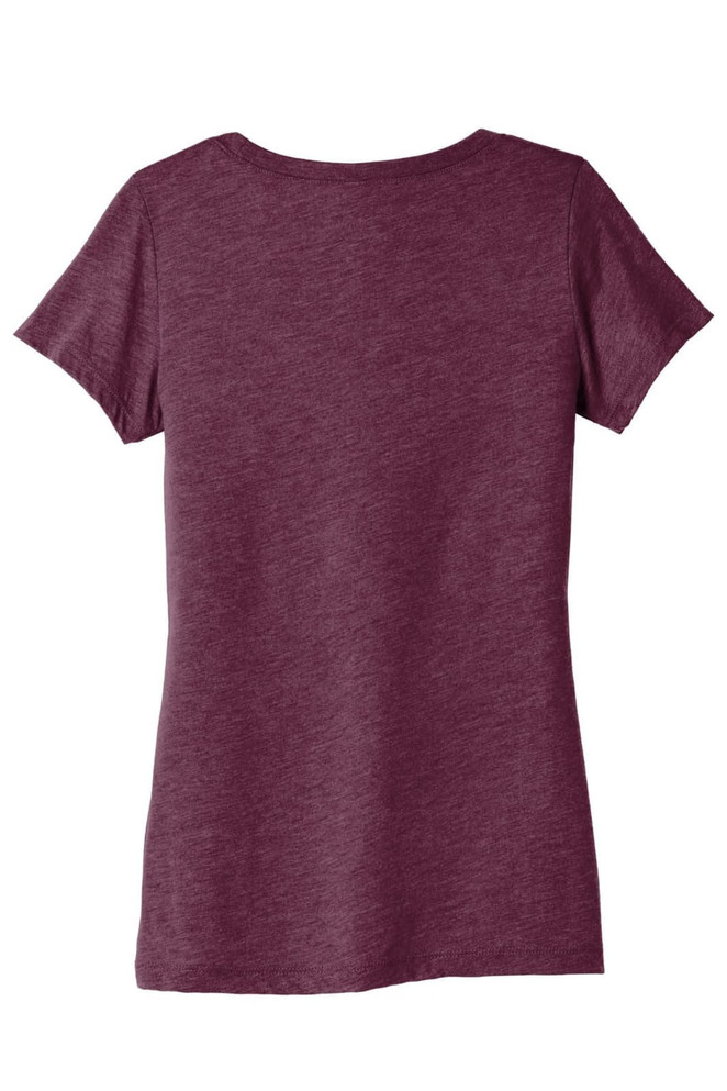 A women's triblend short sleeve tee in a rich burgundy colour, featuring a simple design and no visible branding.