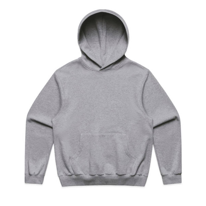 A grey hoodie featuring a hood and a front pocket, with a simple design and no visible logos.