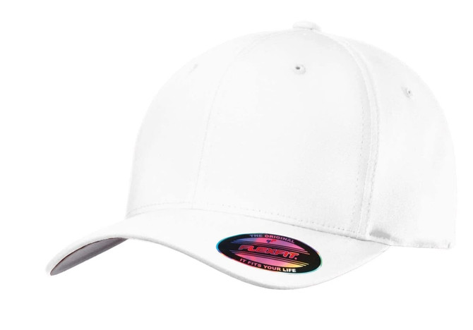 A white cotton twill cap featuring a curved brim and a logo, designed for a comfortable fit.