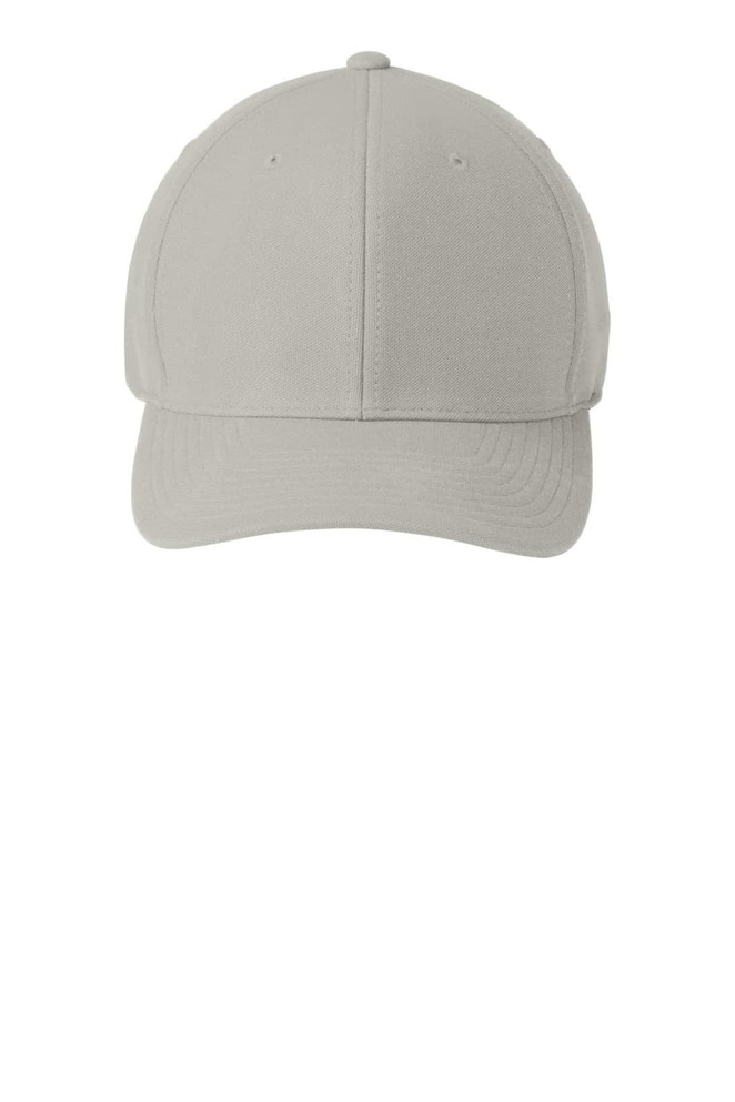 A light grey cap with a structured design and a curved brim, featuring a logo on the front.