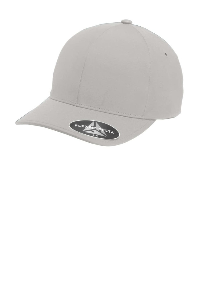 A grey cap featuring a curved brim and a logo, designed for a snug fit.