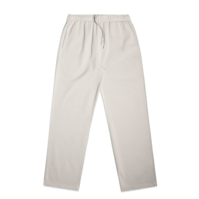 Faded cuffless track pants in a light beige colour, featuring an elastic waistband and side pockets.