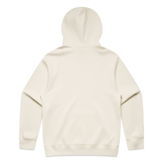 A cream-coloured hoodie with a hood, featuring a plain back design. Contains a logo or branding.