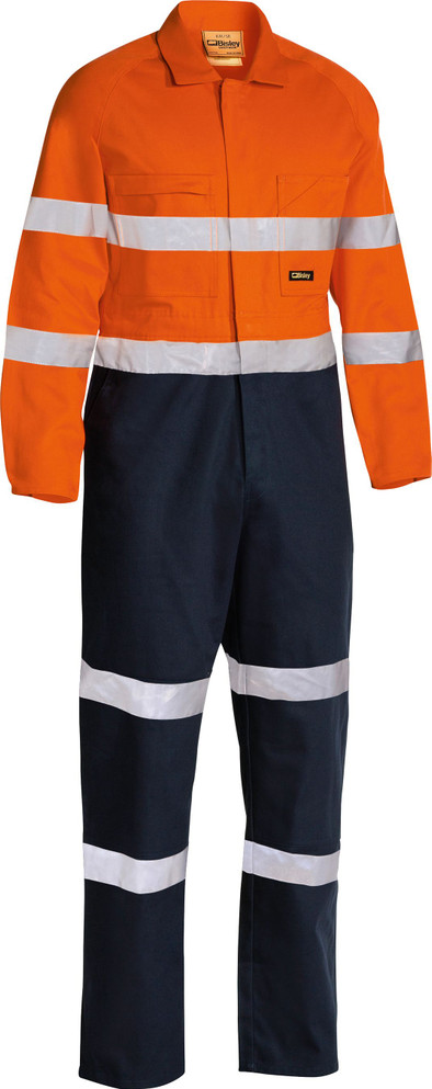 Bisley Workwear Orange/Navy Taped Hi Vis Drill Coverall