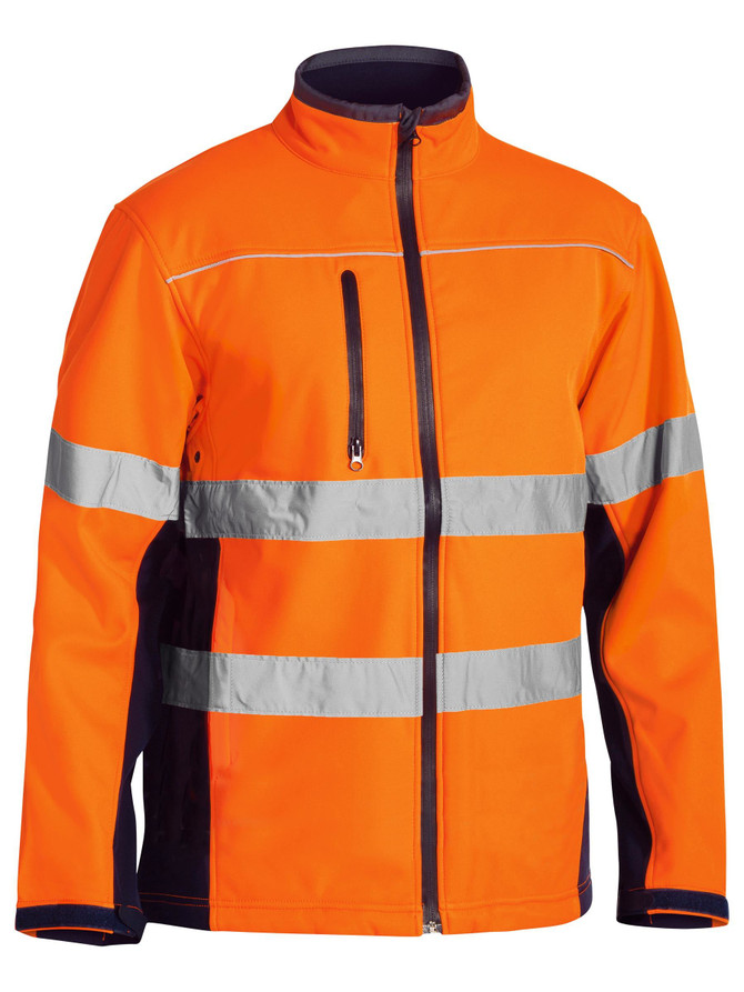 Bisley Workwear Orange/Navy Taped Hi Vis Soft Shell Jacket