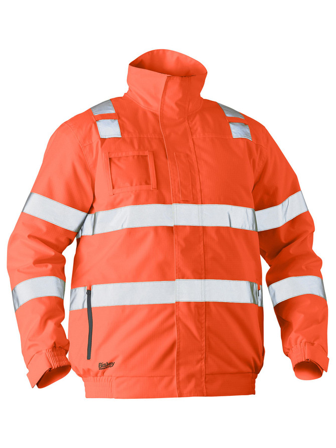 Bisley Workwear Orange Taped Hi Vis Wet Weather Bomber Jacket