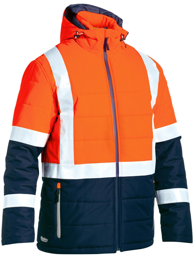 Bisley Workwear Orange/Navy Taped Hi Vis Puffer Jacket