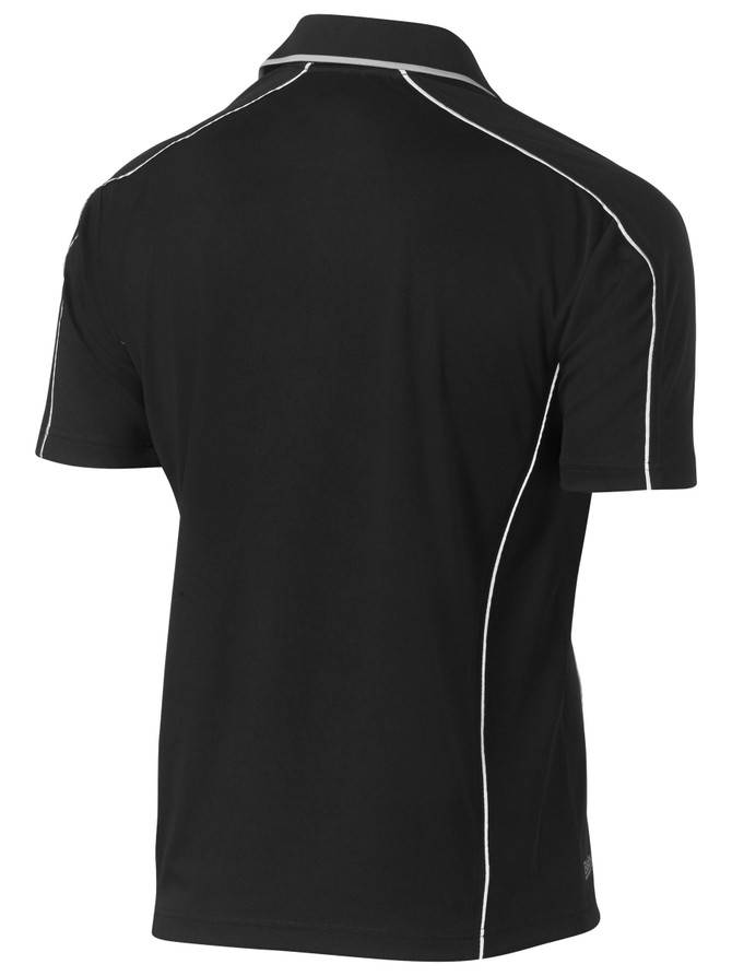 Bisley Workwear Black Cool Mesh Polo with Reflective Piping