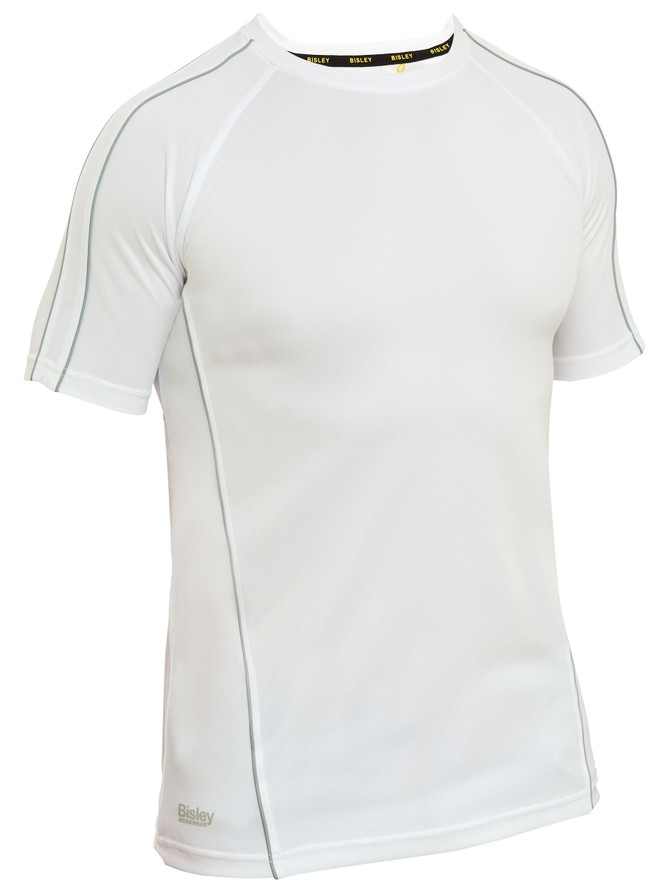 Bisley Workwear White Cool Mesh Tee with Reflective Piping