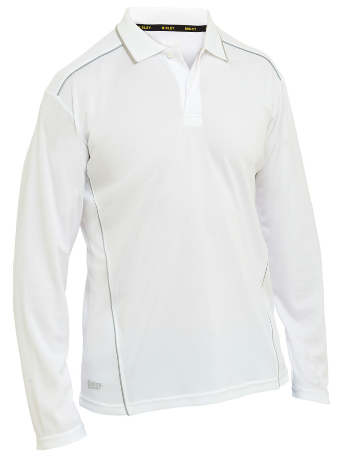 Bisley Workwear White Cool Mesh Polo with Reflective Piping