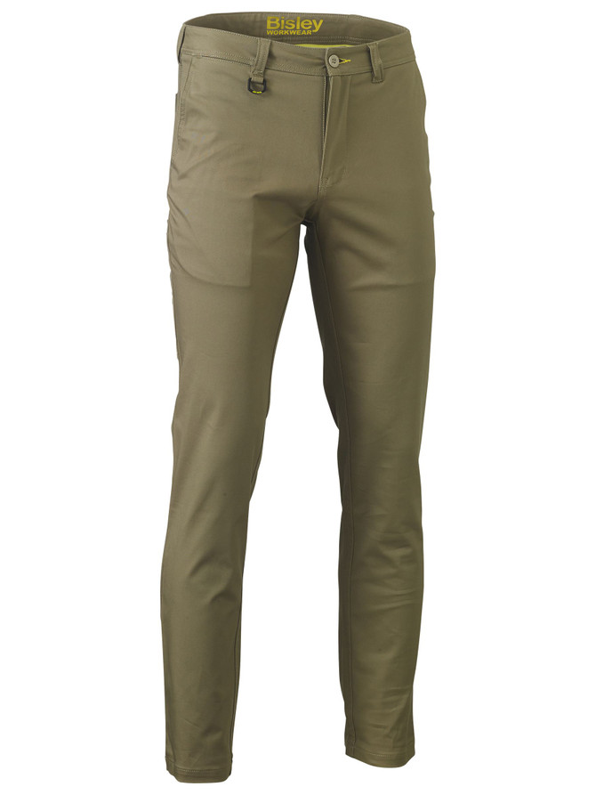 Bisley Workwear Khaki Stretch Cotton Drill Work Pants