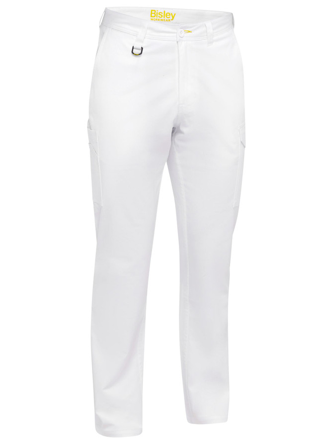 Bisley Workwear White Stretch Cotton Drill Cargo Pants