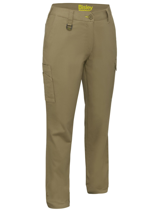 Bisley Workwear Khaki Women's Stretch Cotton Cargo Pants