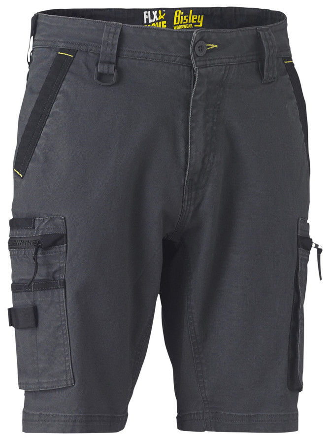 Bisley Workwear Charcoal Flx & Move Stretch Utility Zip Cargo Short
