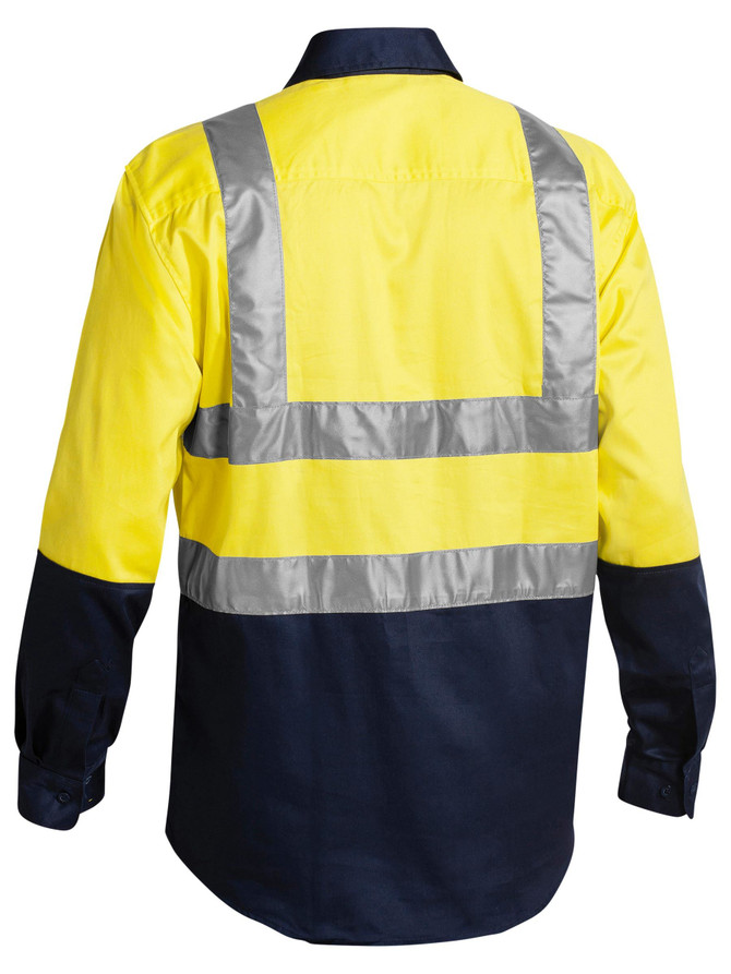 Bisley Workwear Yellow/Navy Taped Hi Vis Drill Shirt