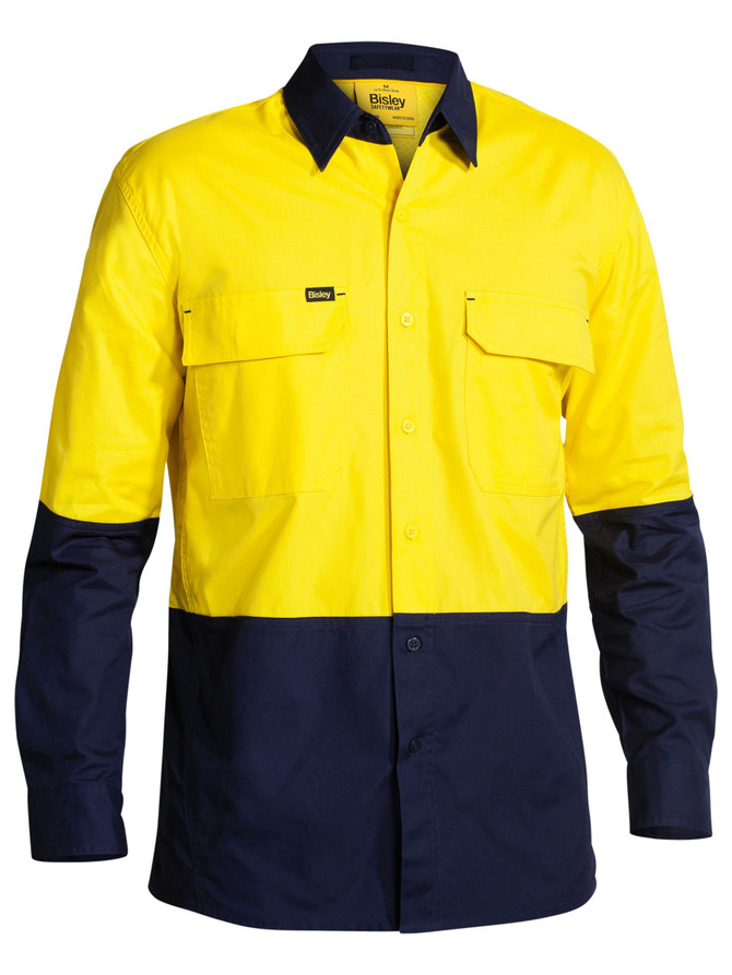 Bisley Workwear Yellow/Navy X Airflow Hi Vis Ripstop Shirt