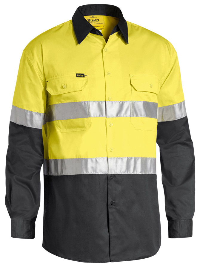 Bisley Workwear Yellow/Charcoal Taped Hi Vis Cool Lightweight Shirt