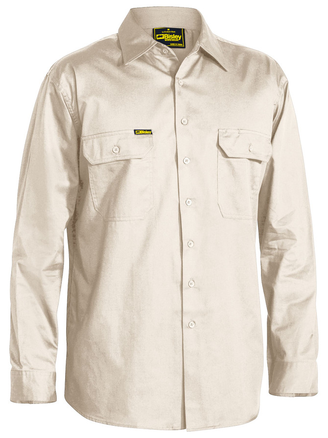 Bisley Workwear Sand Cool Lightweight Drill Shirt