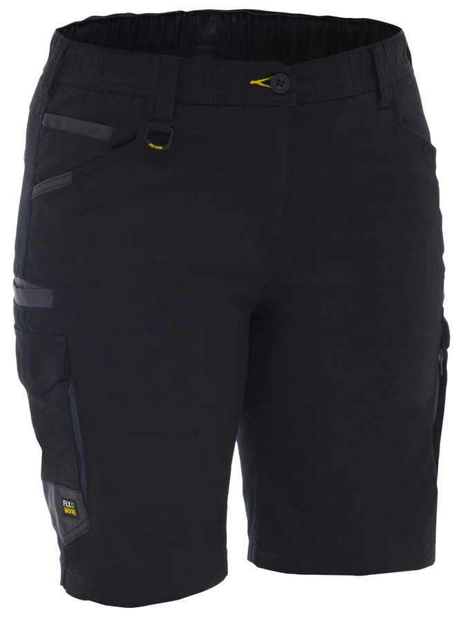 Bisley Workwear Black Women's Flx & Move Elastic Waist Cargo Short