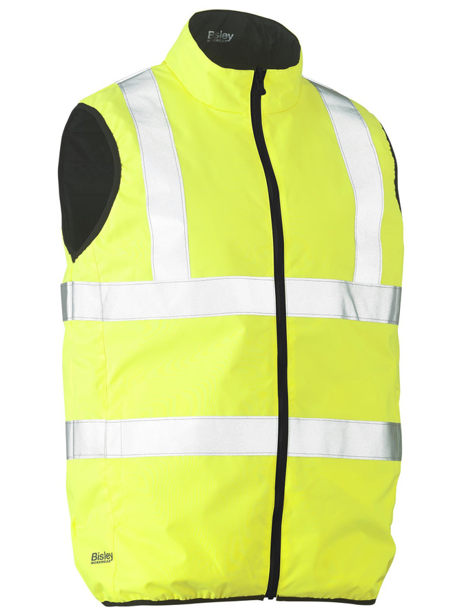 Bisley Workwear Yellow Taped Hi Vis Reversible Puffer Vest