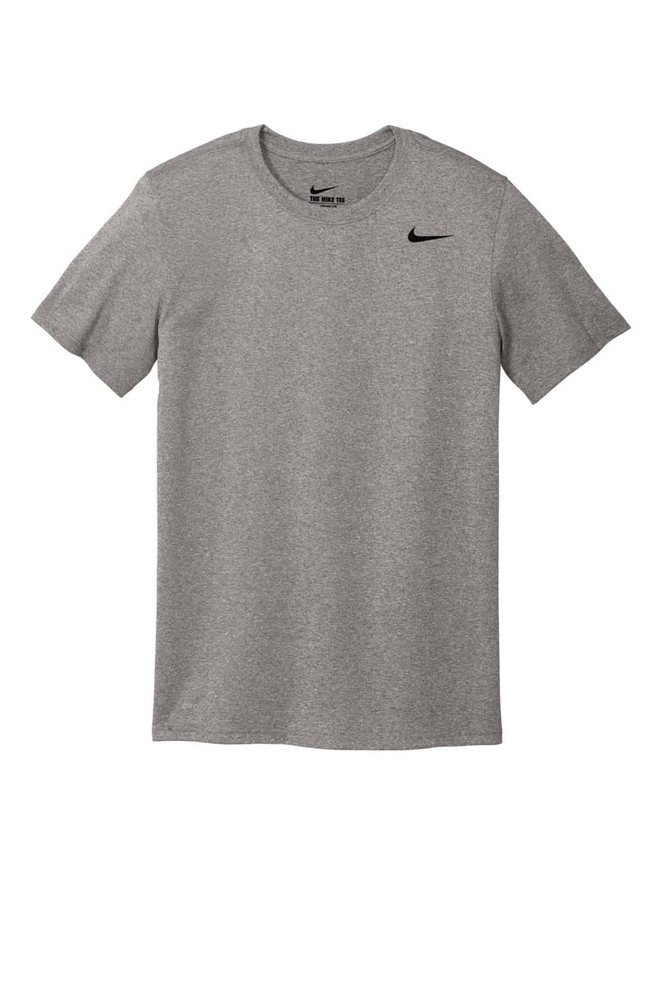 A grey Nike Team rLegend Tee featuring a logo on the upper left shoulder. Casual short-sleeved t-shirt design.
