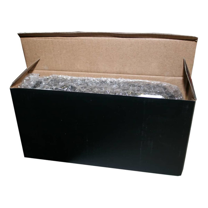 A black box partially opened, revealing a waterproof outdoor Bluetooth speaker encased in bubble wrap inside.