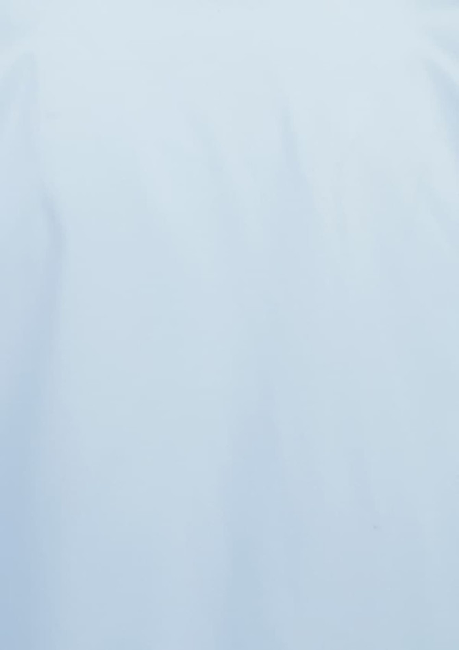 A light blue women's short sleeve shirt with a smooth fabric and a logo.