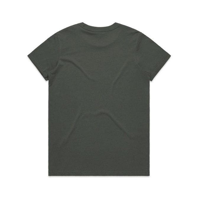 A dark green t-shirt with a plain back, made from soft fabric. It features a simple design and has a logo.