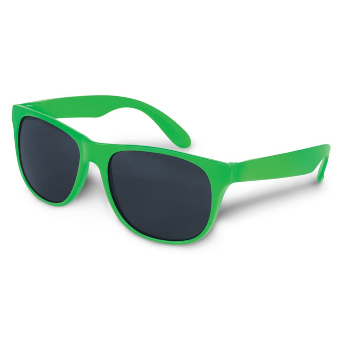 Bright green Malibu Basic Sunglasses with dark lenses.