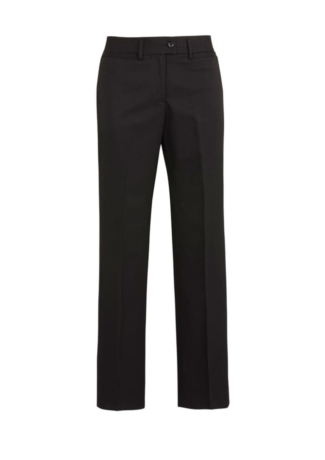 A pair of black relaxed pants featuring a classic design and a logo. Suitable for casual or professional wear.