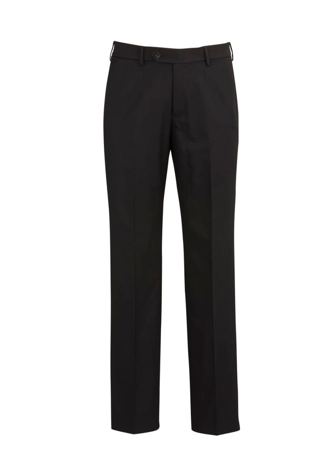 Mens flat front pants in black, featuring a cool stretch fabric and a classic design. Includes a logo. Mens flat front pants in black, featuring a cool stretch fabric and a classic design. Includes a logo.