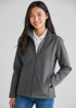 A grey Kids Apex Jacket featuring a front zip and a stand-up collar, modelled by a smiling young person.