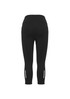 Black women's 3/4 leggings featuring a form-fitting design and reflective details on the lower legs.