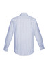 A men's long sleeve button-up shirt featuring a blue and white checkered pattern, with a back view.