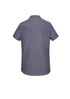 A short sleeve women's button-up shirt in a textured grey fabric, featuring a collar and a back yoke.